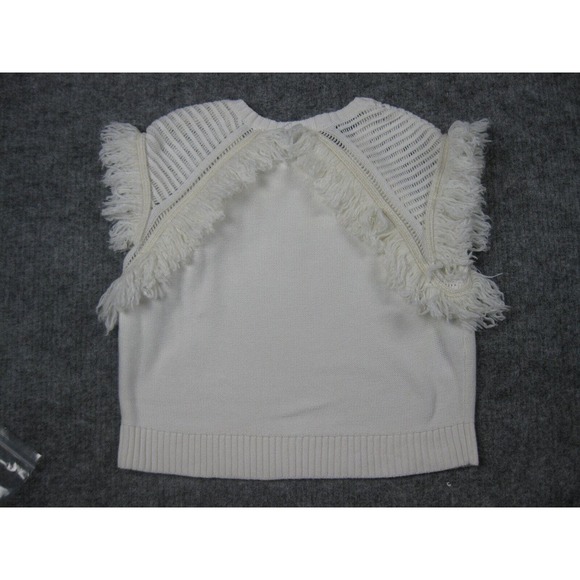 BCBGMaxazria Sweater Women Small Crochet Ivory Fringe Soft Girl Core Boho - Picture 5 of 15